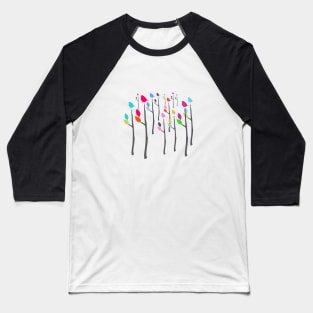 Colorful Perching Birds Trees Forest Baseball T-Shirt